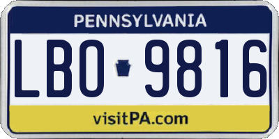 PA license plate LBO9816