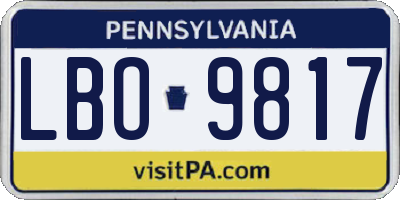 PA license plate LBO9817