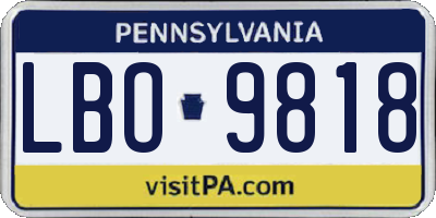PA license plate LBO9818