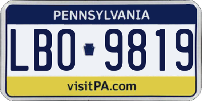 PA license plate LBO9819
