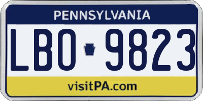 PA license plate LBO9823