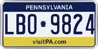 PA license plate LBO9824