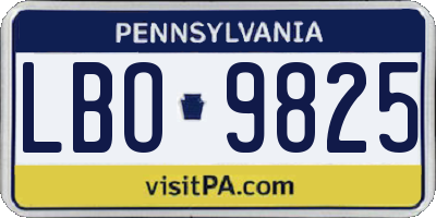 PA license plate LBO9825