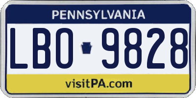PA license plate LBO9828