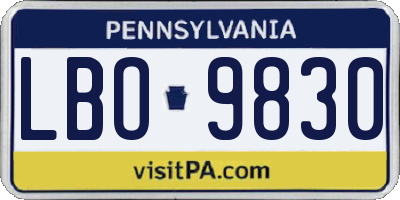 PA license plate LBO9830