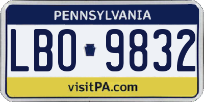 PA license plate LBO9832