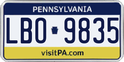 PA license plate LBO9835