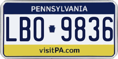 PA license plate LBO9836