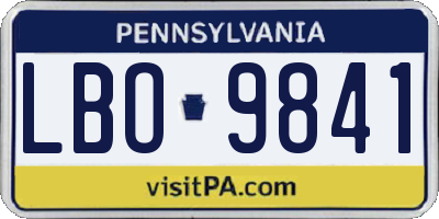 PA license plate LBO9841