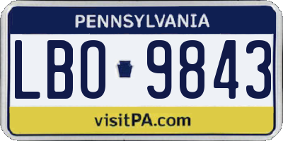 PA license plate LBO9843
