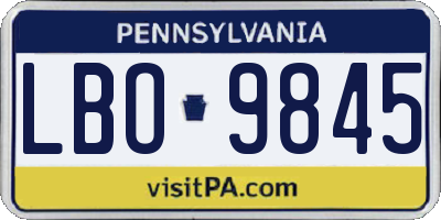 PA license plate LBO9845