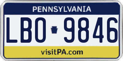 PA license plate LBO9846