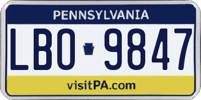 PA license plate LBO9847