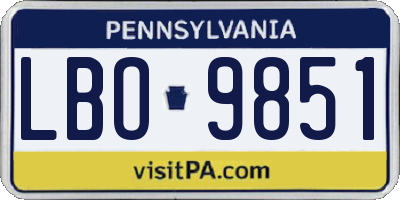 PA license plate LBO9851