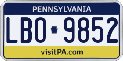 PA license plate LBO9852