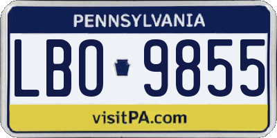 PA license plate LBO9855