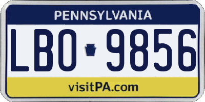 PA license plate LBO9856