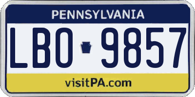 PA license plate LBO9857