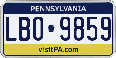 PA license plate LBO9859