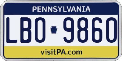 PA license plate LBO9860