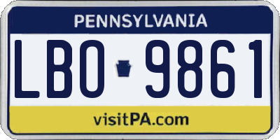 PA license plate LBO9861