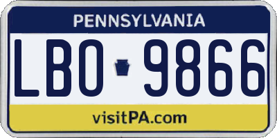 PA license plate LBO9866