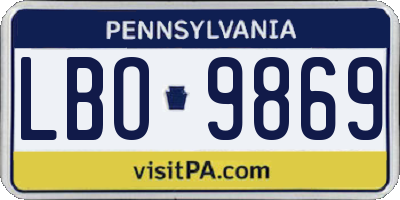 PA license plate LBO9869