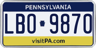 PA license plate LBO9870