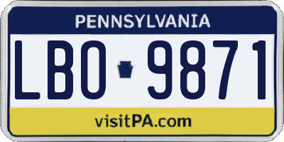 PA license plate LBO9871