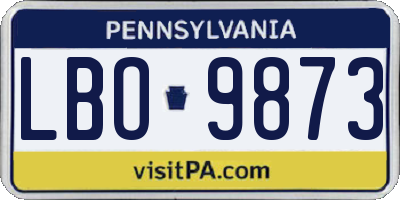 PA license plate LBO9873