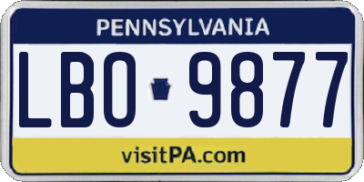 PA license plate LBO9877