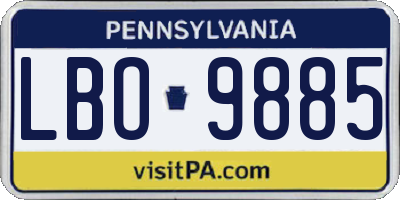 PA license plate LBO9885