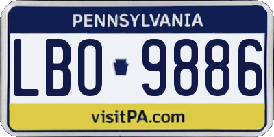 PA license plate LBO9886