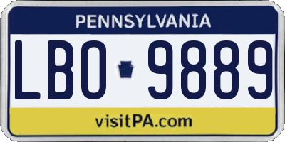 PA license plate LBO9889