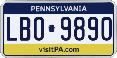 PA license plate LBO9890
