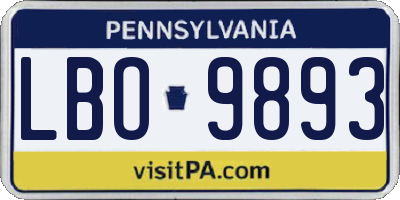 PA license plate LBO9893
