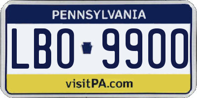 PA license plate LBO9900