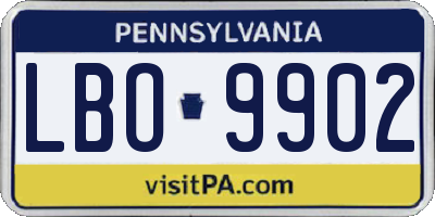PA license plate LBO9902