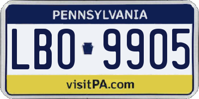 PA license plate LBO9905