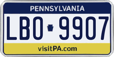 PA license plate LBO9907