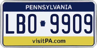 PA license plate LBO9909