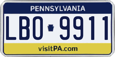 PA license plate LBO9911