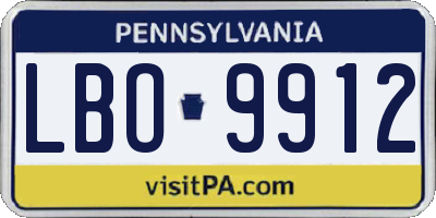 PA license plate LBO9912