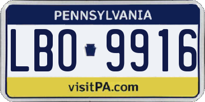 PA license plate LBO9916