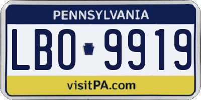 PA license plate LBO9919