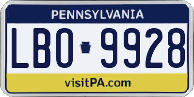 PA license plate LBO9928