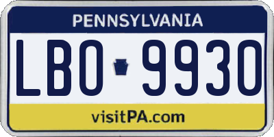 PA license plate LBO9930