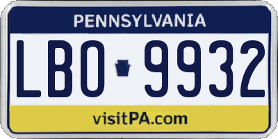 PA license plate LBO9932