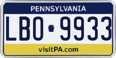PA license plate LBO9933
