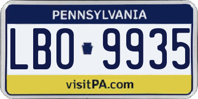 PA license plate LBO9935